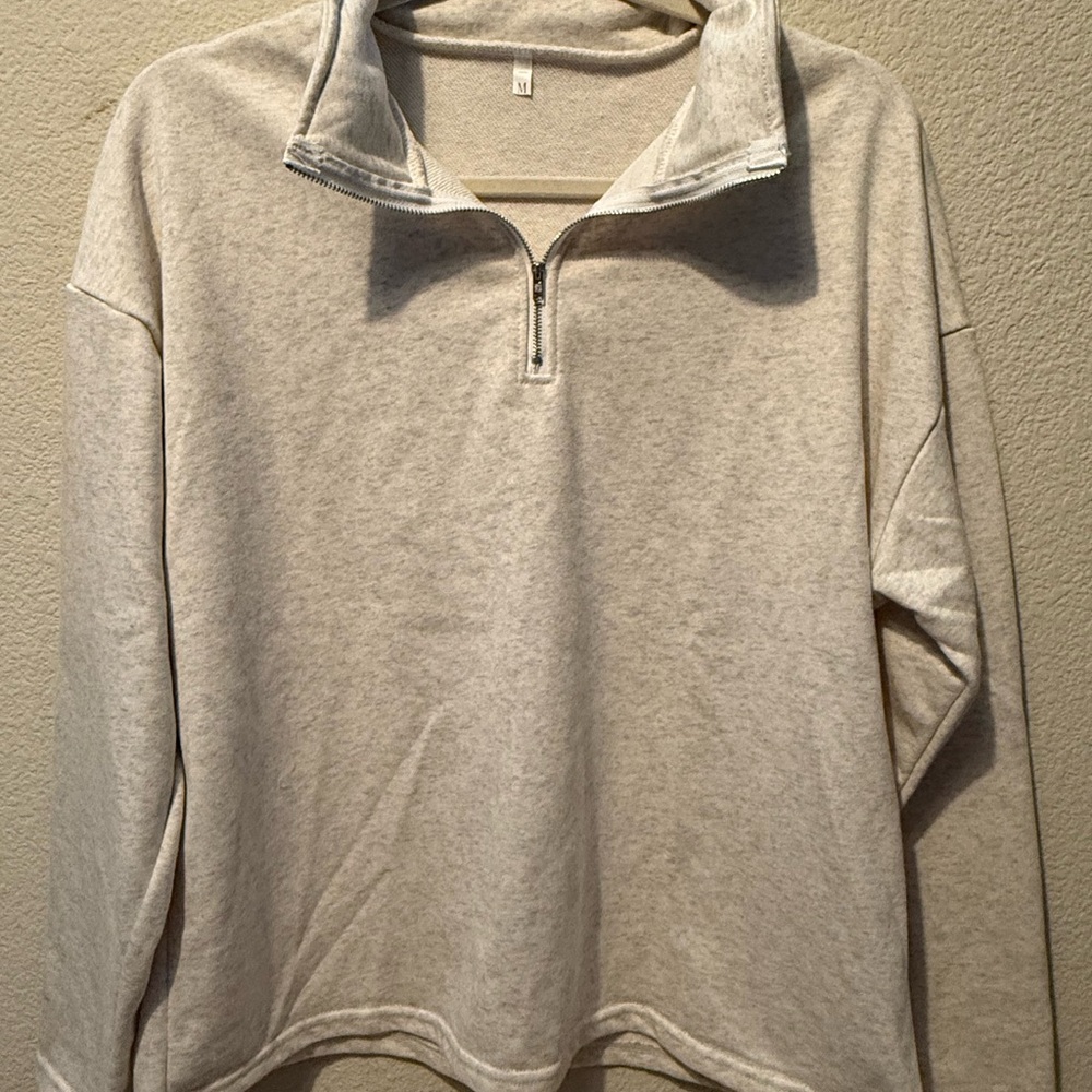 Heathered Cream Quarter Zip Sweater